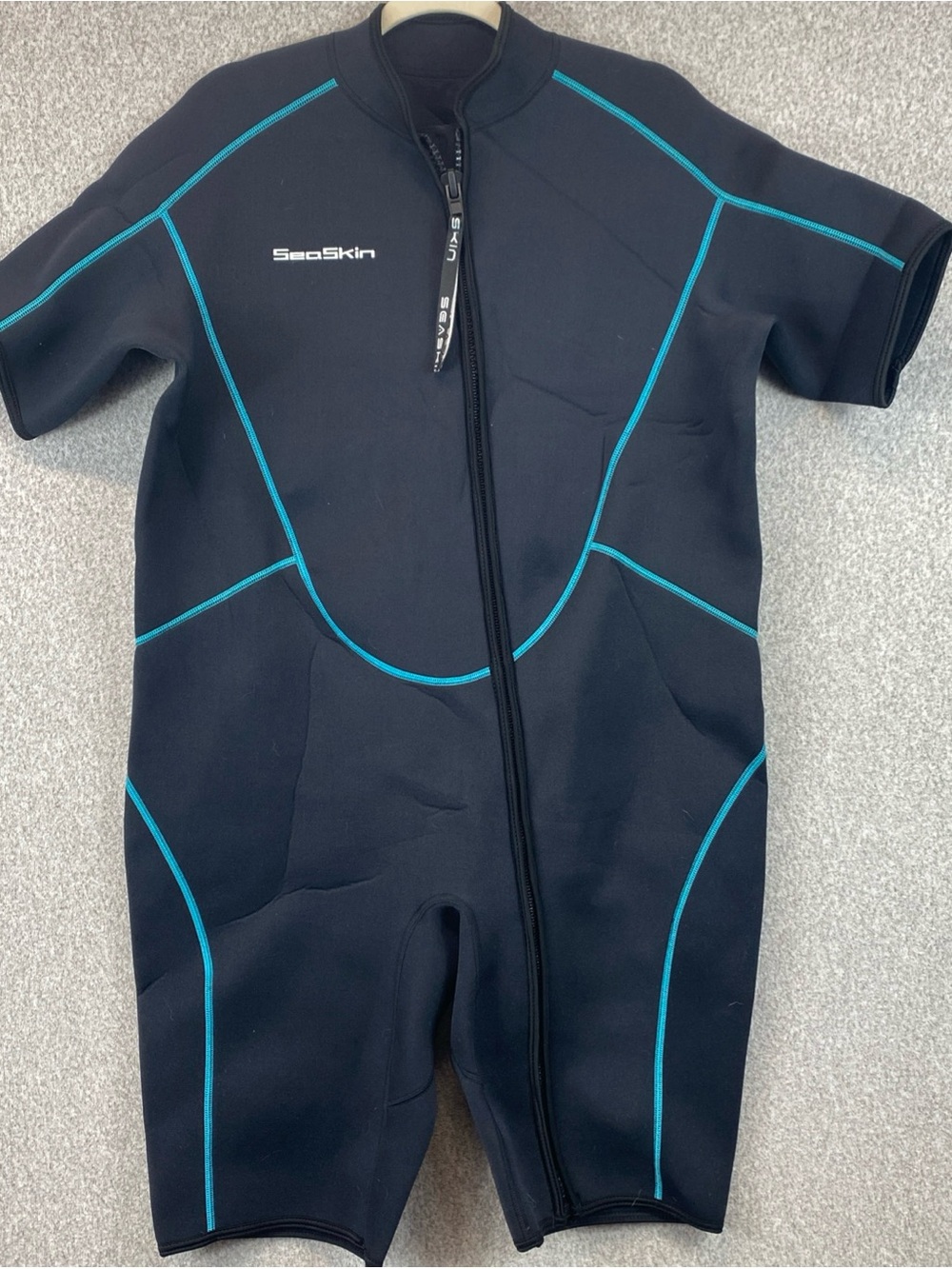 Sea Skin Wetsuit Women's Black Short Sleeve Neoprene Size 4X Inseam 10” Easy Zip